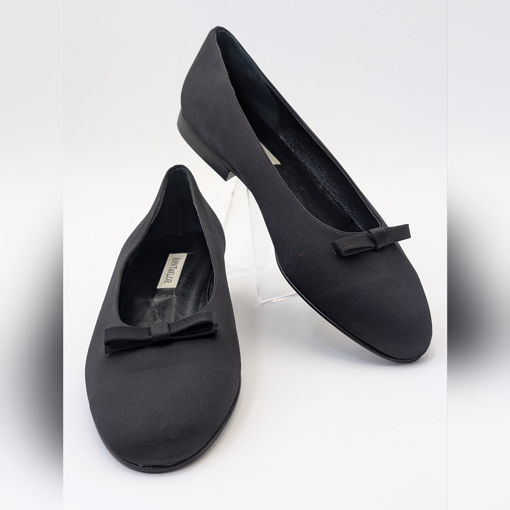 Ann Taylor NiNa Satin Ballet Flats with Bows/Leather Soles Women Size 8 M - Picture 5 of 17
